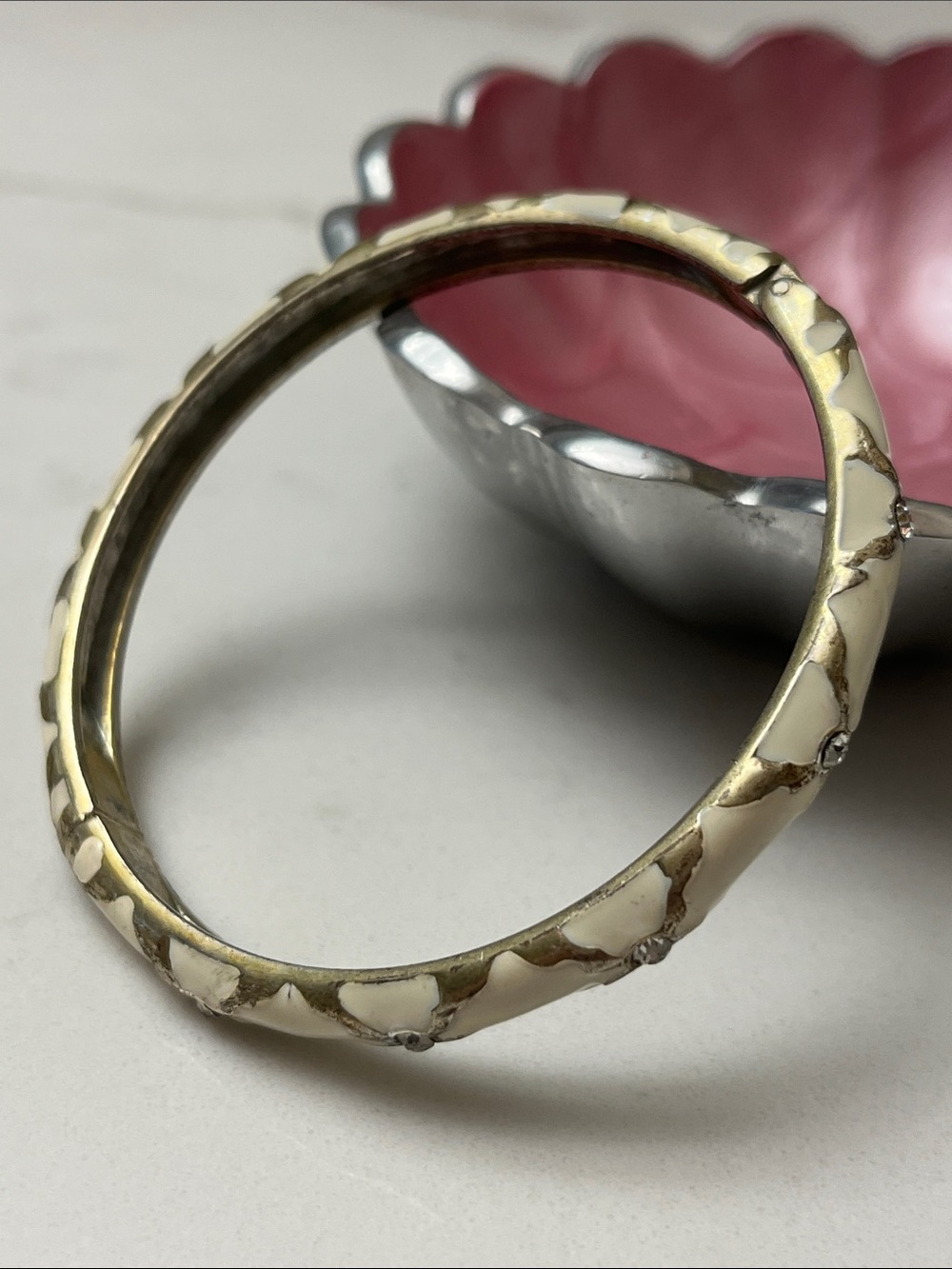 Cream and Gold Bangle Bracelet